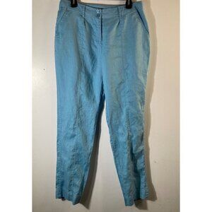 Womens Mikka Linen Trouser Straight Leg Teal 10 Linen